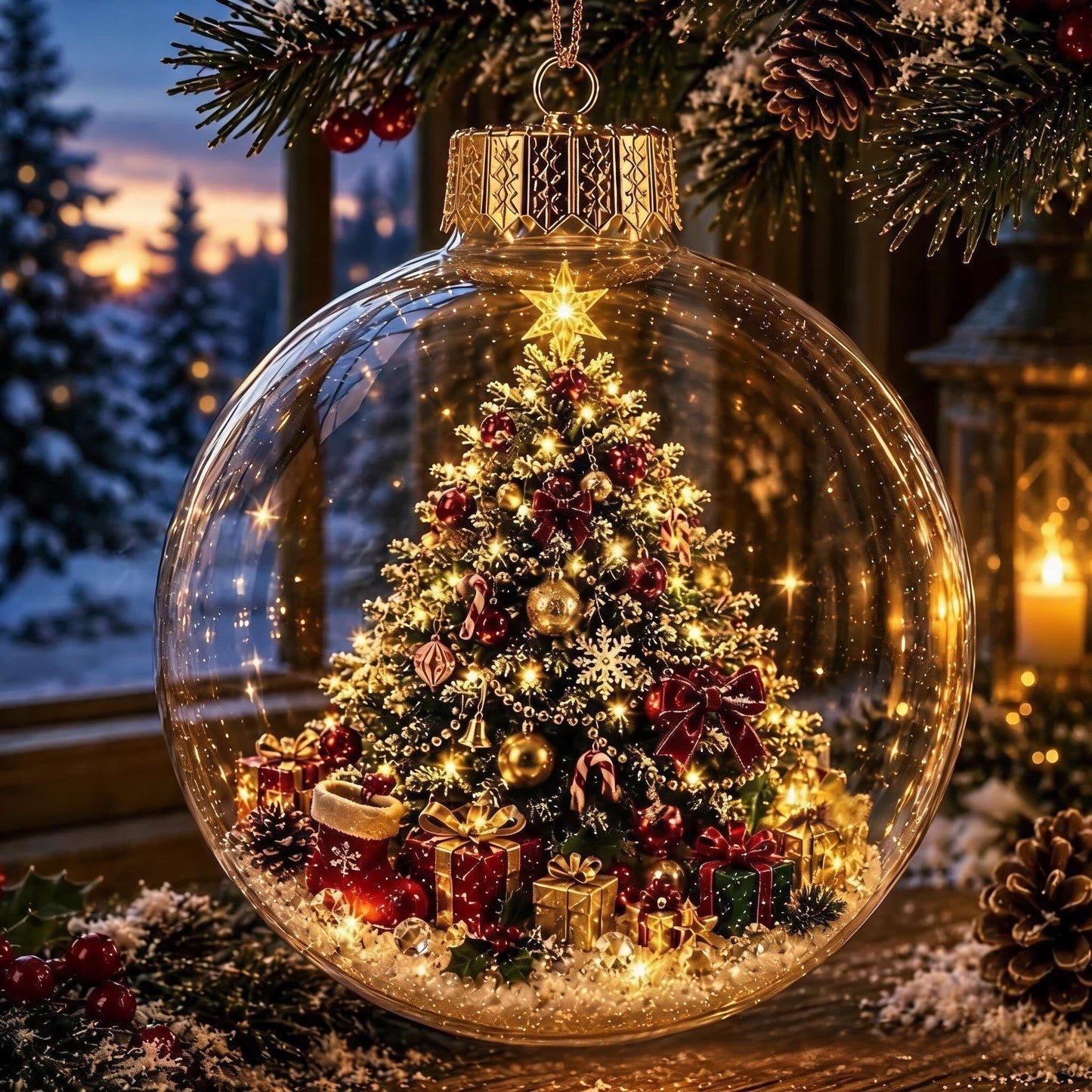 🎄Lysende Jule-Diorama Julekugle – En lille vinterverden i dine hænder