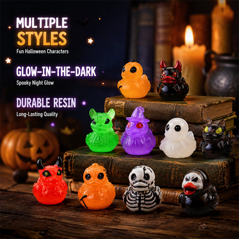 🎃🐤 Halloween Mini Harpiksænder — 12 Uhyggelige Design, 2,5 cm Små Figurer