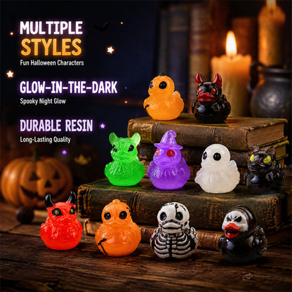 🎃🐤 Halloween Mini Harpiksænder — 12 Uhyggelige Design, 2,5 cm Små Figurer