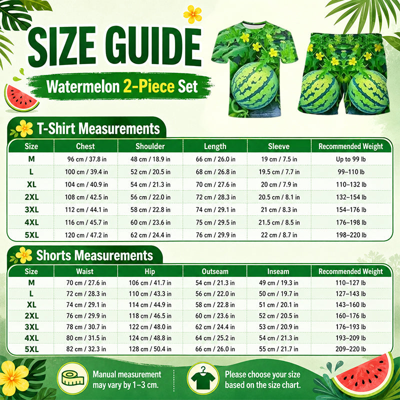 🍉 Sjovt T-Shirt Sæt med Vandmelon-Print