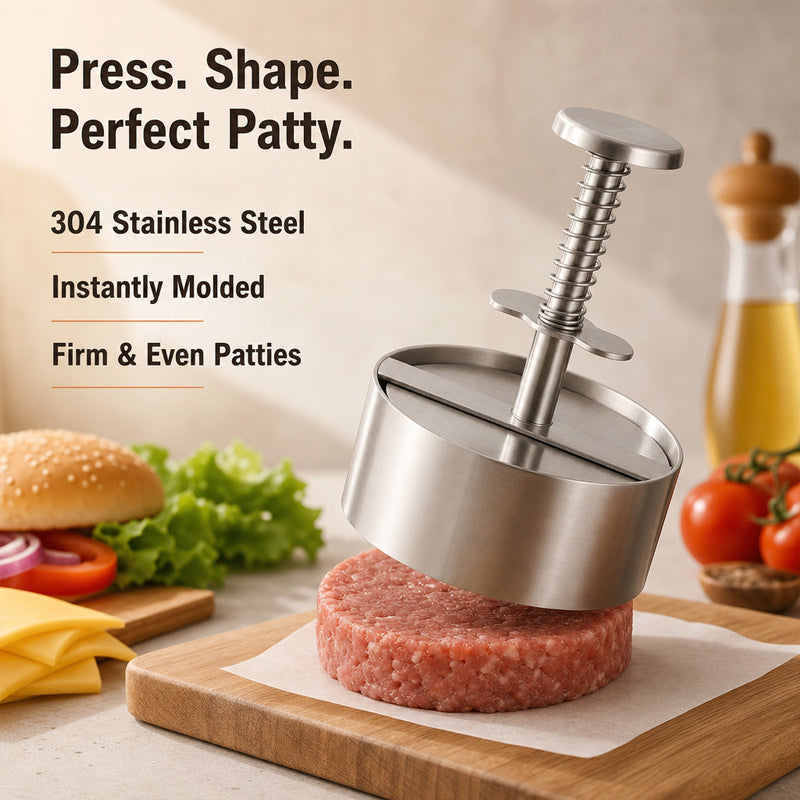 🍔 Rustfrit stål burgerpresser | Lav perfekte, ensartede bøffer med lethed