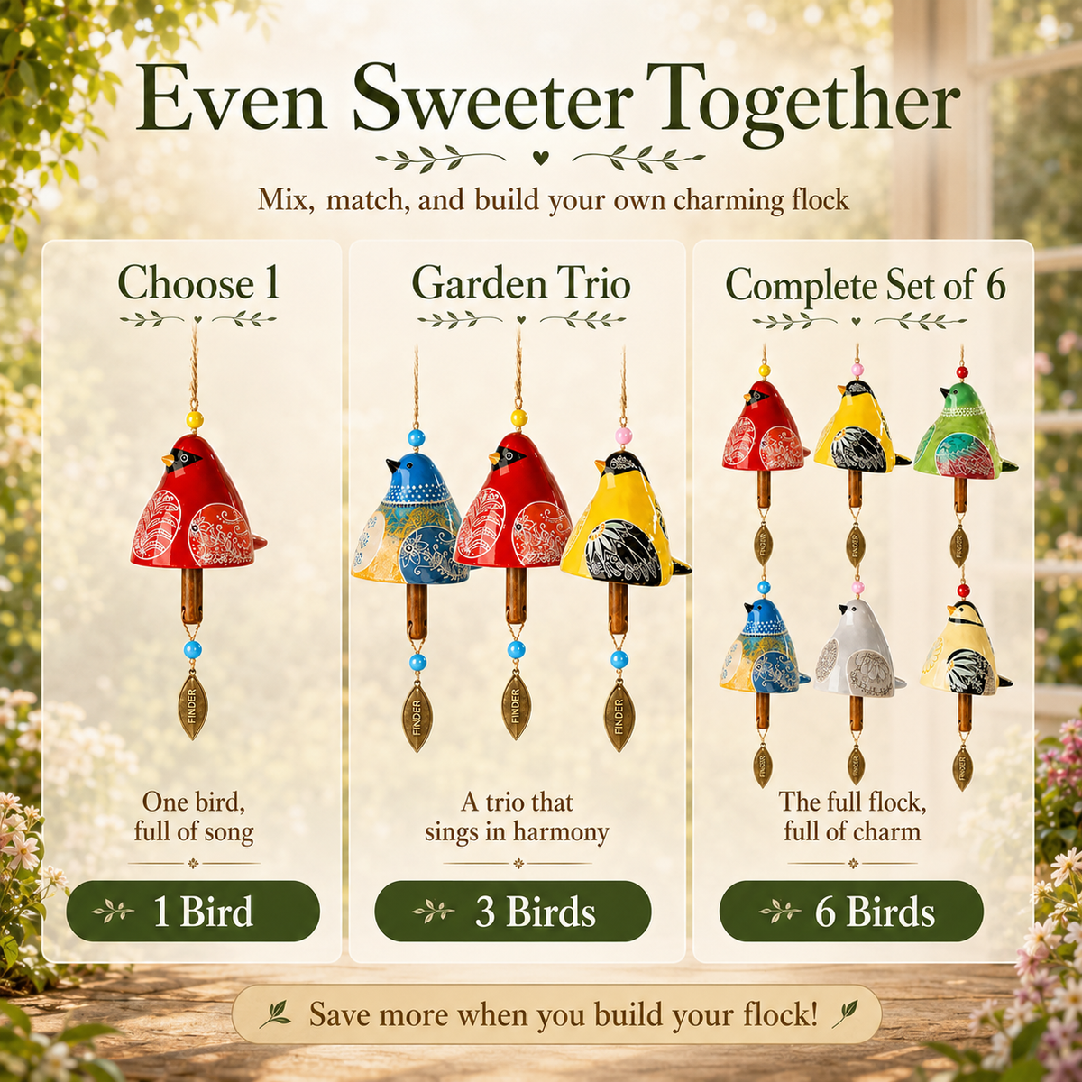🐦🎨 Garden Songbird Wind Chime – et strejf af farve og sang til veranda og have 🌿