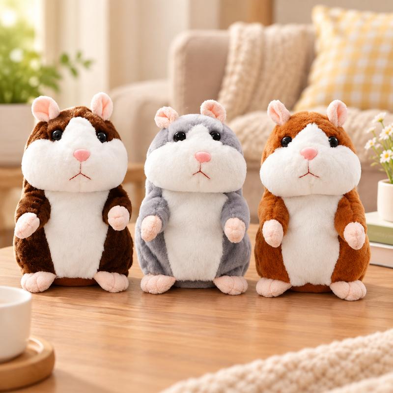🐹 Talende hamster-kæledyr – gentager lyd & bevæger sig! 3 farver + juleversion (15 cm) ✨🎄
