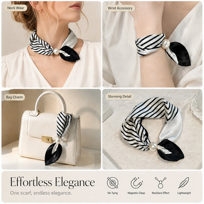 🤍 Magnetic scarf with a pearl – look elegant in seconds