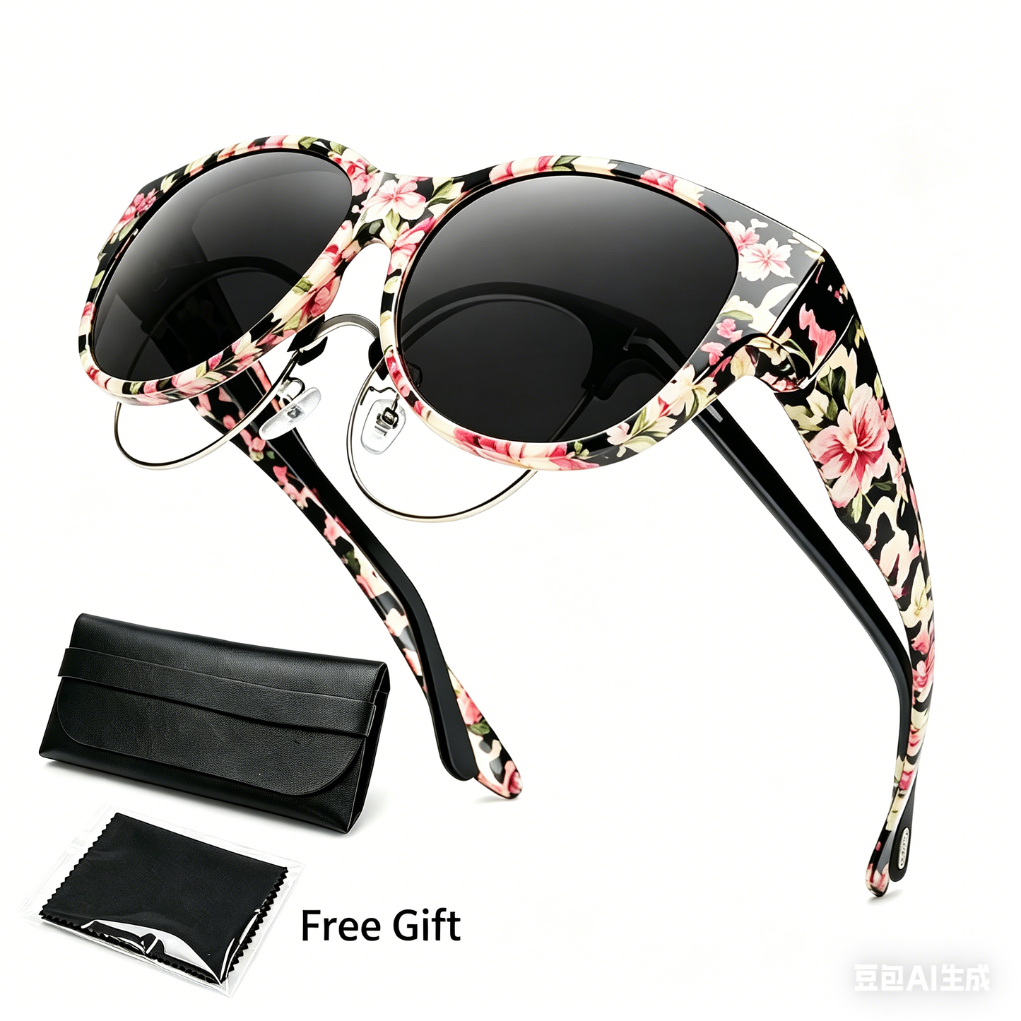 Elegant Cat-Eye Solbrille – Inkl. GRATIS Luksus-læderæske & Pudseklud! 🎁✨