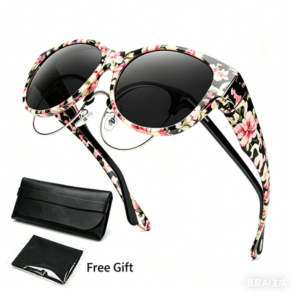 Elegant Cat-Eye Solbrille – Inkl. GRATIS Luksus-læderæske & Pudseklud! 🎁✨