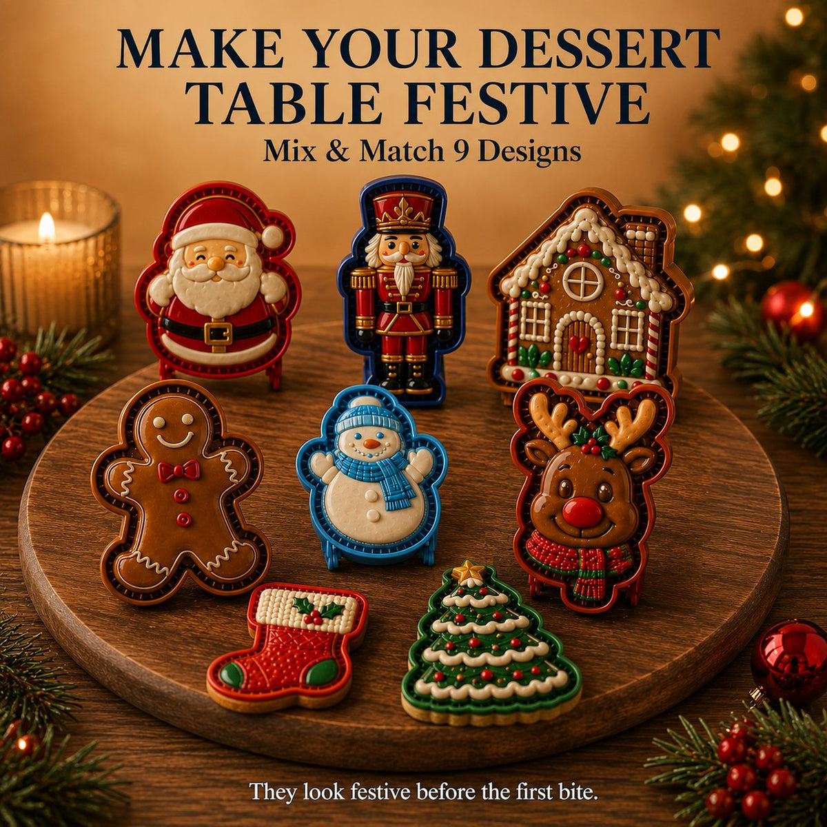 🎄 Mini Julekageforme – 8 Forskellige Designs 🎁