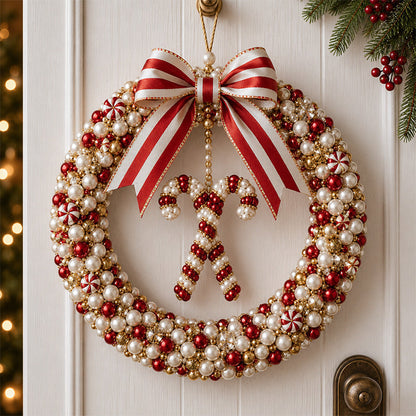 🎄✨ DIY-sæt til en julekrans med perler – Håndlavet julepynt til døren med perler 💎🎀