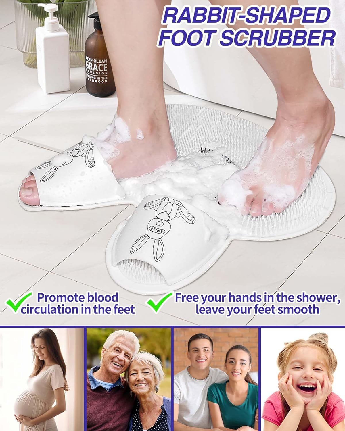 Rabbit-Shaped Silicone Foot Scrubber Mat