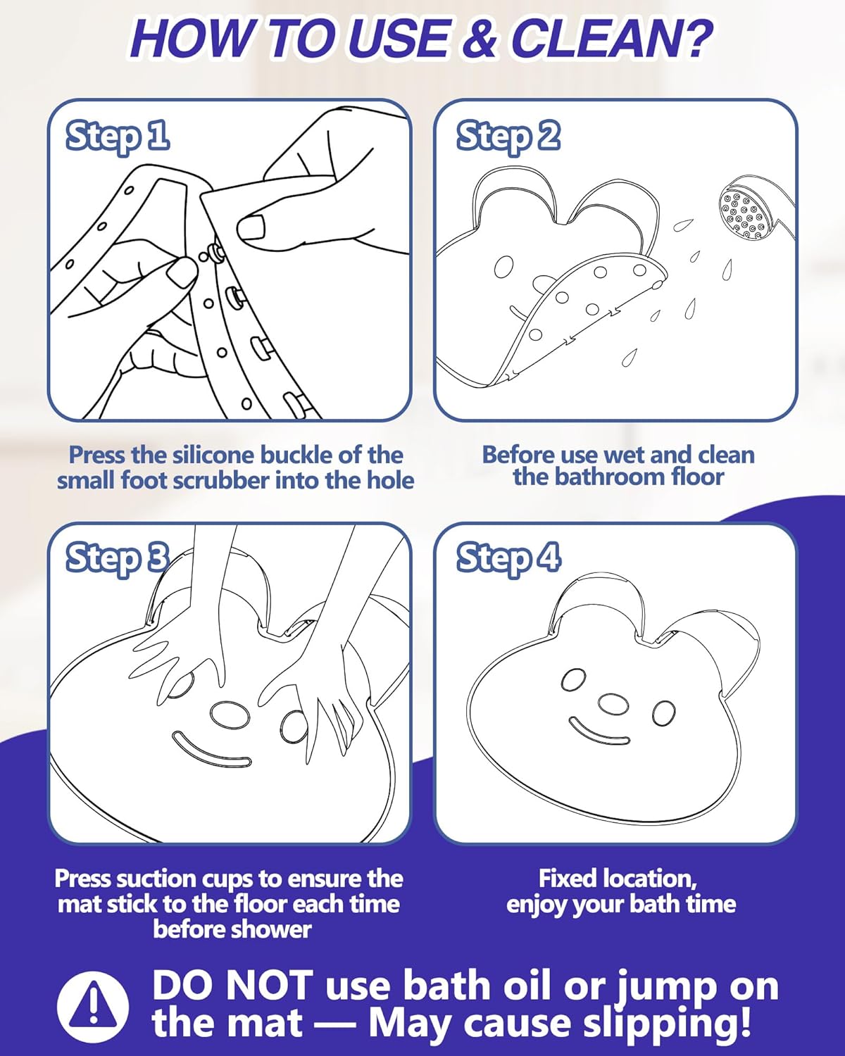 Rabbit-Shaped Silicone Foot Scrubber Mat