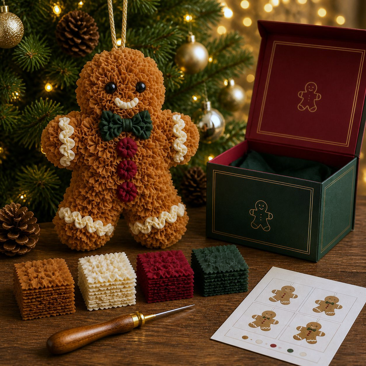 🎄🧵 Ét stik ad gangen — 3D Stof-Prikkediy Juleophæng Sæt