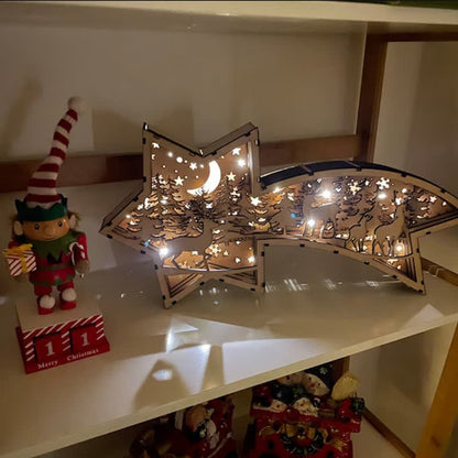 Led puinen joulukoristeet syntymäkuva Star muotoinen pöytävalaisin