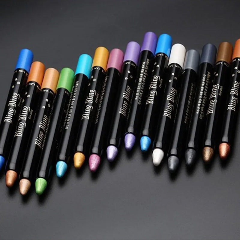 15 Värit Fluoresoiva luomiväri lyijykynä Vedenpitävä Glitter Eyeshadow Eyeliner