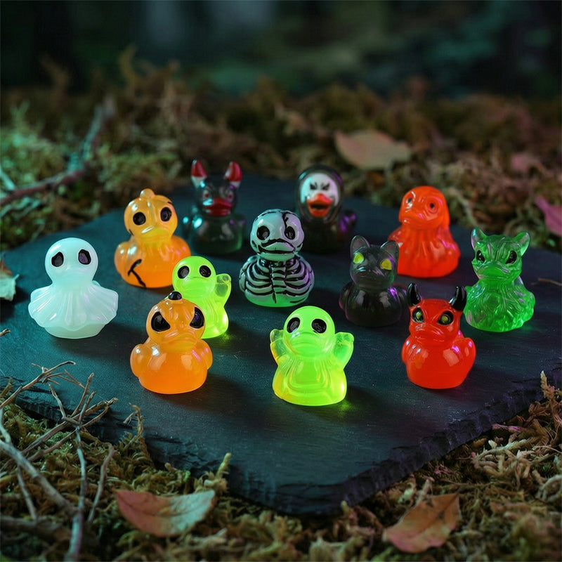 🎃🐤 Halloween Mini Harpiksænder — 12 Uhyggelige Design, 2,5 cm Små Figurer