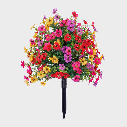 Kunstig Eukalyptus og Violette Blomster Jord-indsats Dekoration
