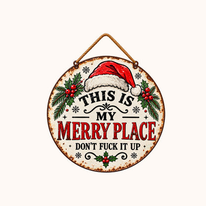 🎄 Vintage "This Is My Merry Place" Runt Juleoppæng