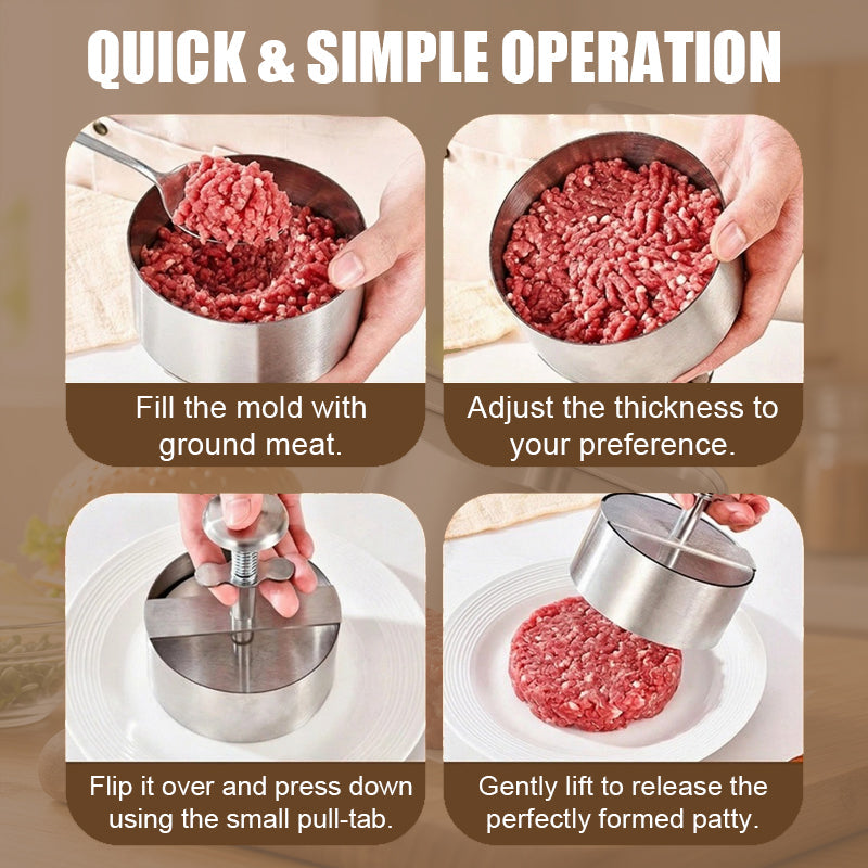🍔 Rustfrit stål burgerpresser | Lav perfekte, ensartede bøffer med lethed