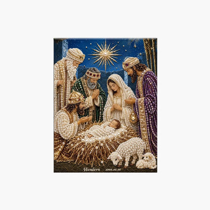 Julekrybbe diamantmaleri-sæt | Jesus Kristus jul tro kunstdekor