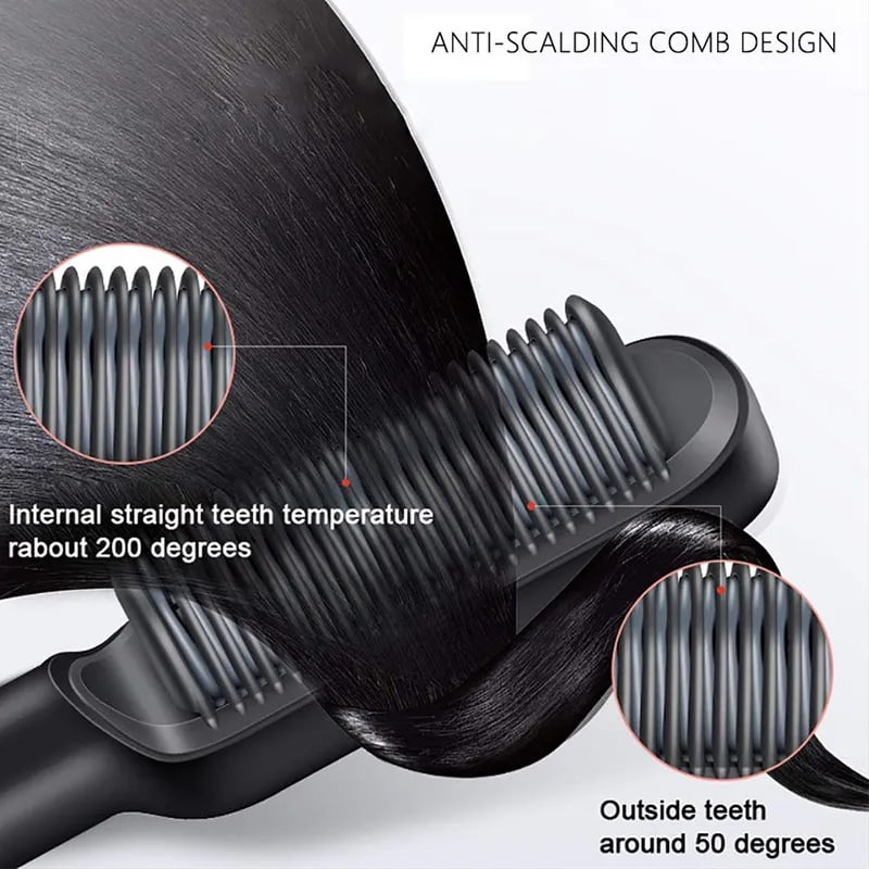 Curl Straight Hair 2 -in -1 -Hot Luftkammad jonisk rak hårkam är torr och våt/Curl Straight Hair 2 -in -1 -1 -Hot Air Comb Ionic Straight Hair -kampa on kuiva ja märkä.