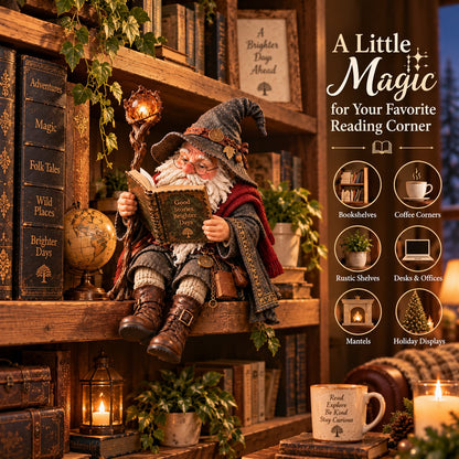 🔥 SIDSTE DAG 50% RABAT 🧙‍♂️ Den Vandrende Lærde Gnom – Fortryllet Læsende Troldmandsfigur 📖✨
