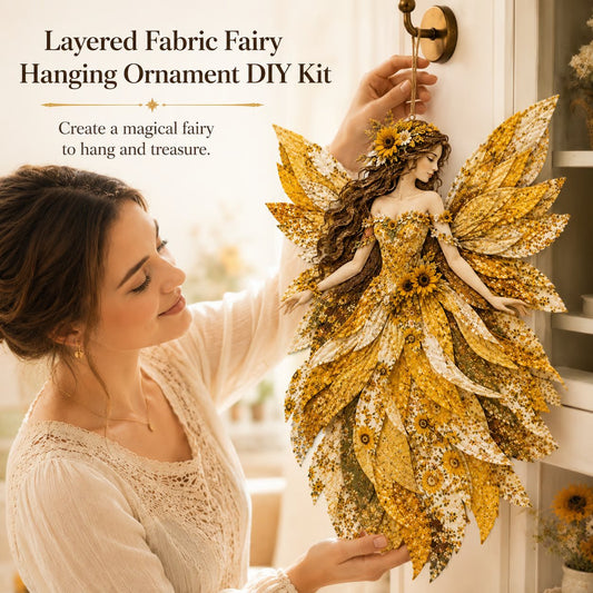 🧚‍♀️🌸 Premium-gør-det-selv-sæt »Fairy Patchwork« | Lagdelt stof i høj kvalitet med blomsterformede vinger – håndlavet fantasivægdekoration, du selv kan lave ✨