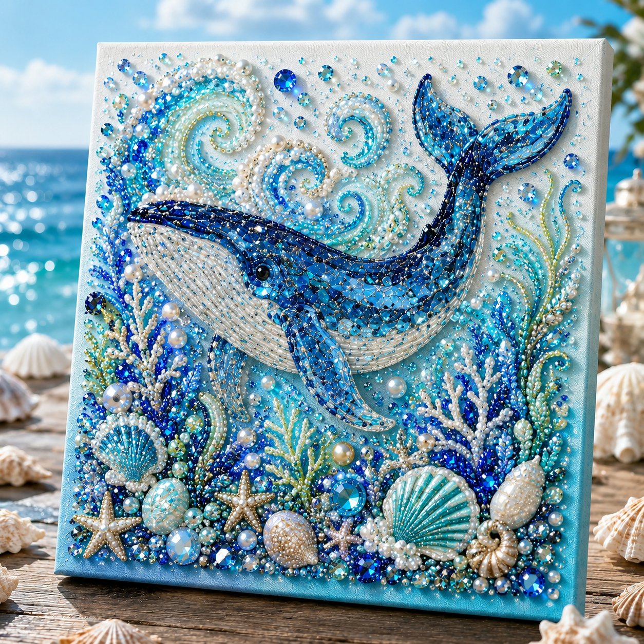 🌊✨ Ocean-tema Perlekunst DIY-sæt – Afslappende DIY-håndværk til at skabe fantastiske kystkunstværker