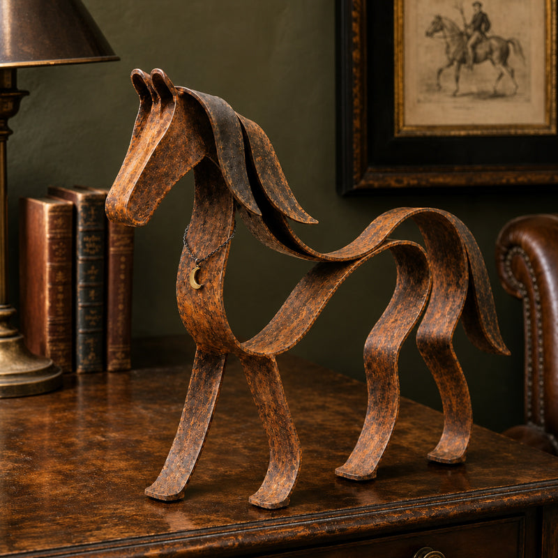 Vintage Metal Heste Skulptur – Rustik Rustik Hesteejer Hjemmedekoration 🐎