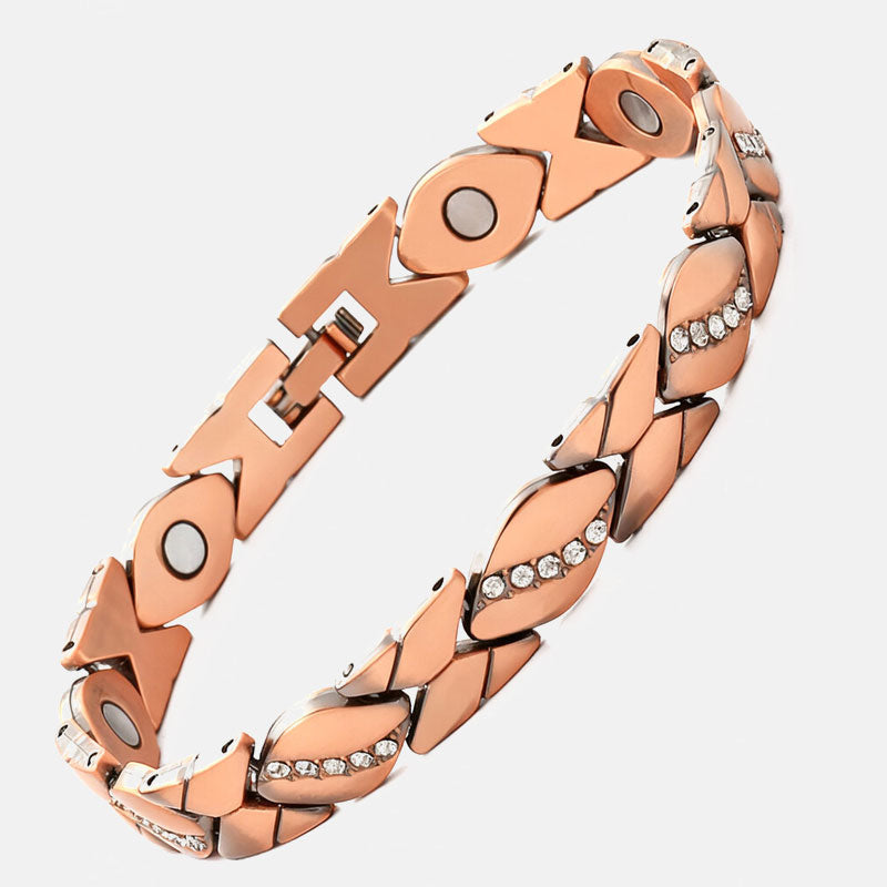 Bladformet magnetisk armbånd med rhinsten