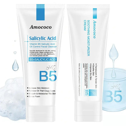 B5 Facial Cleanser with B5 Face Cream: gentle cleansing without tightness, deep hydration and soothing, long-lasting moisturization for soft, smooth and healthy skin.