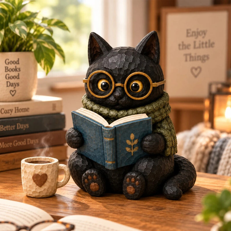 🐱Læsende Kat Figur 📚