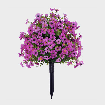 Kunstig Eukalyptus og Violette Blomster Jord-indsats Dekoration