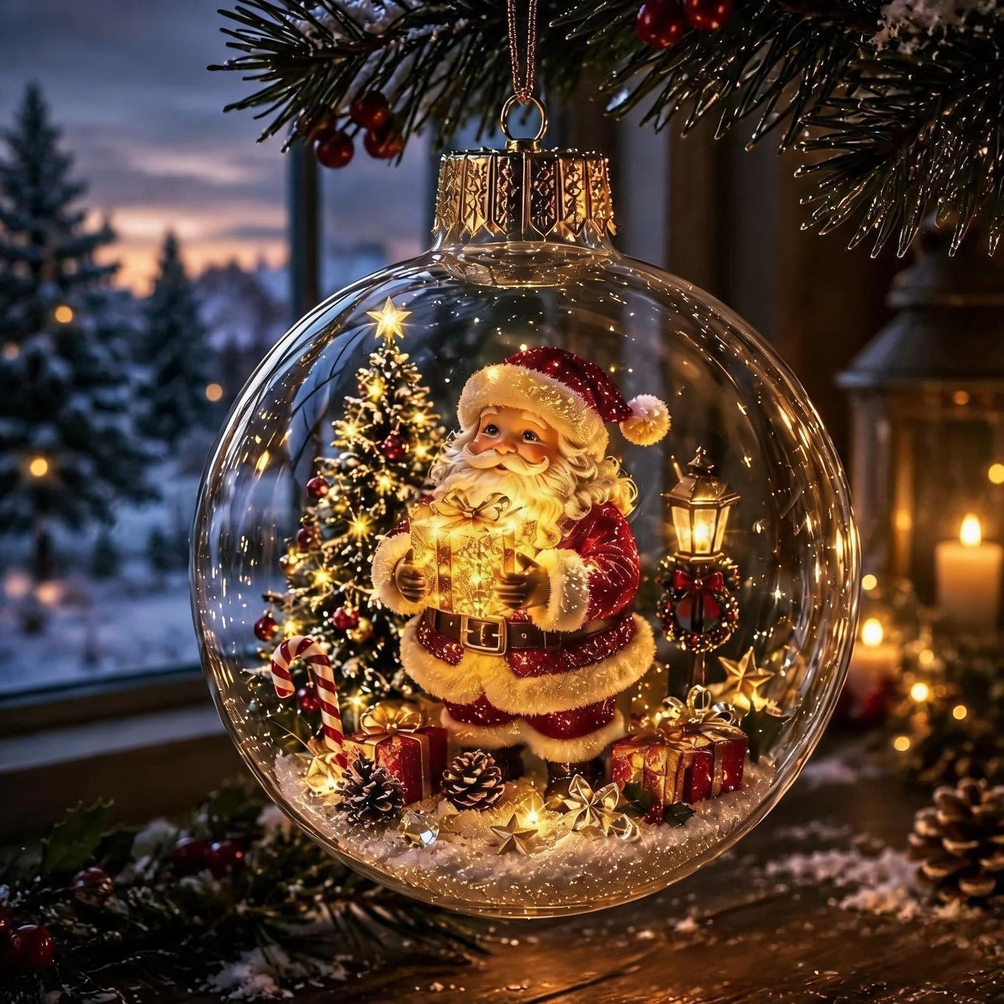 🎄Lysende Jule-Diorama Julekugle – En lille vinterverden i dine hænder