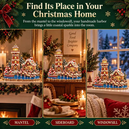 ✨ Premium perle-fyrtårn diamond painting-kunstset | Luksuriøst, fløjlsblødt canvas med ridsefaste, farveægte perler – DIY-julepynt 🎅⛄️❄️