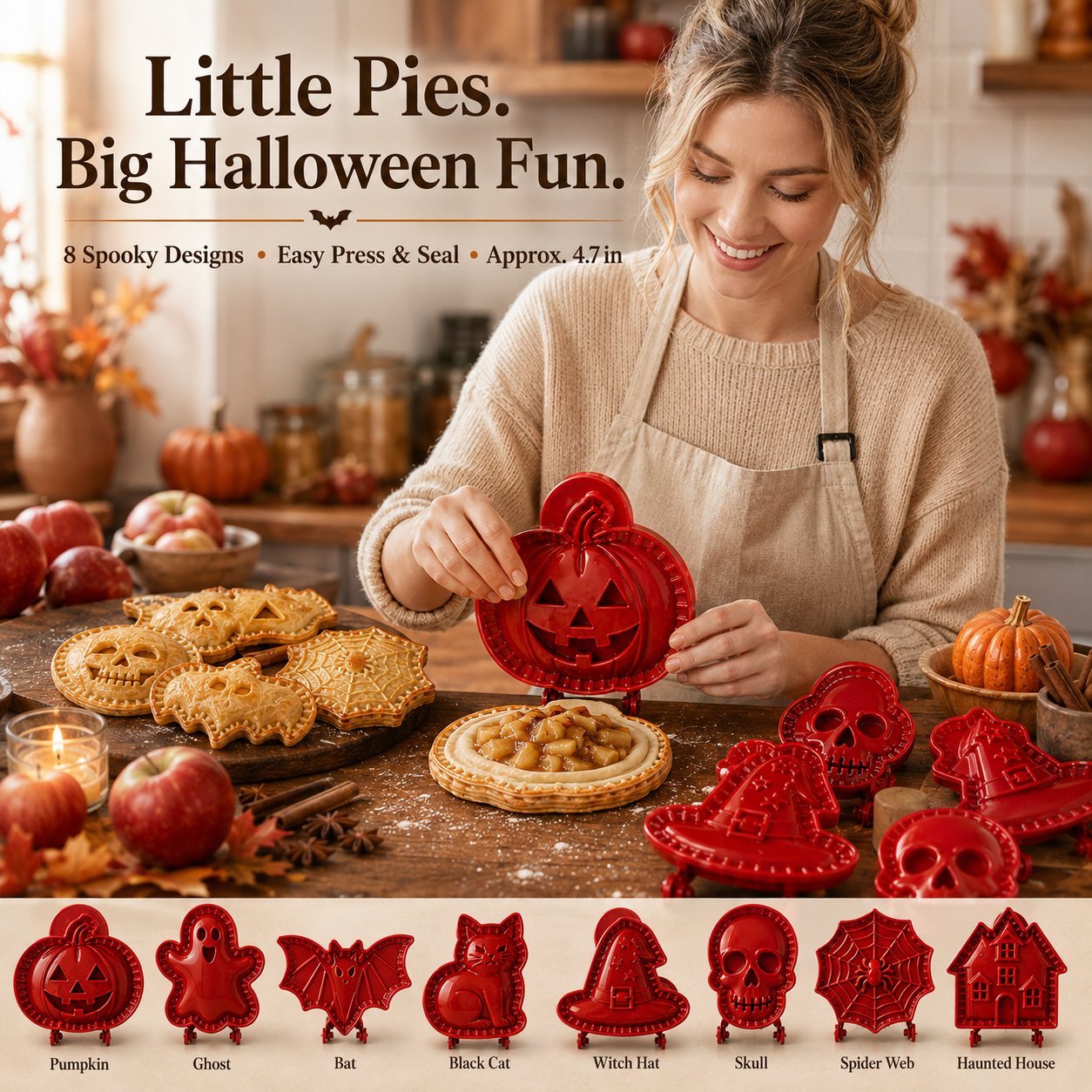 🎃 8-Delers Halloween Mini Håndtærte Formsæt