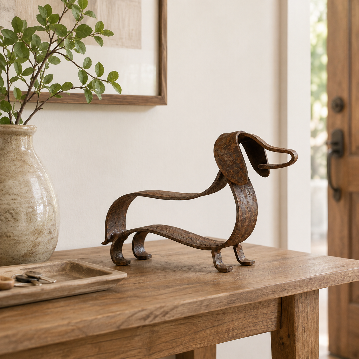 Rustik Gravhund Metalskulptur