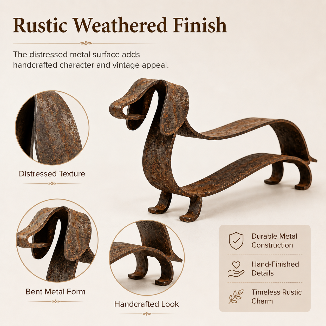 Rustik Gravhund Metalskulptur