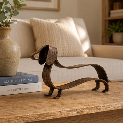 Rustik Gravhund Metalskulptur
