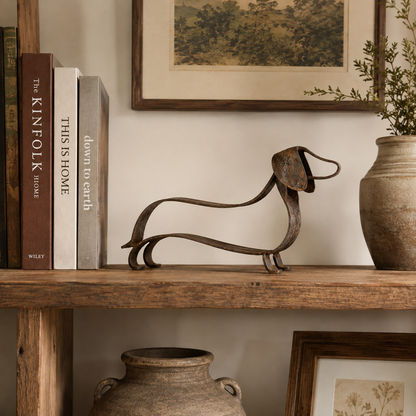 Rustik Gravhund Metalskulptur