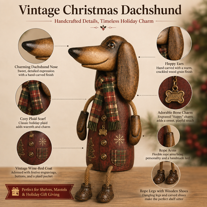 🏡Vintage julefigur af en gravhund til hylden