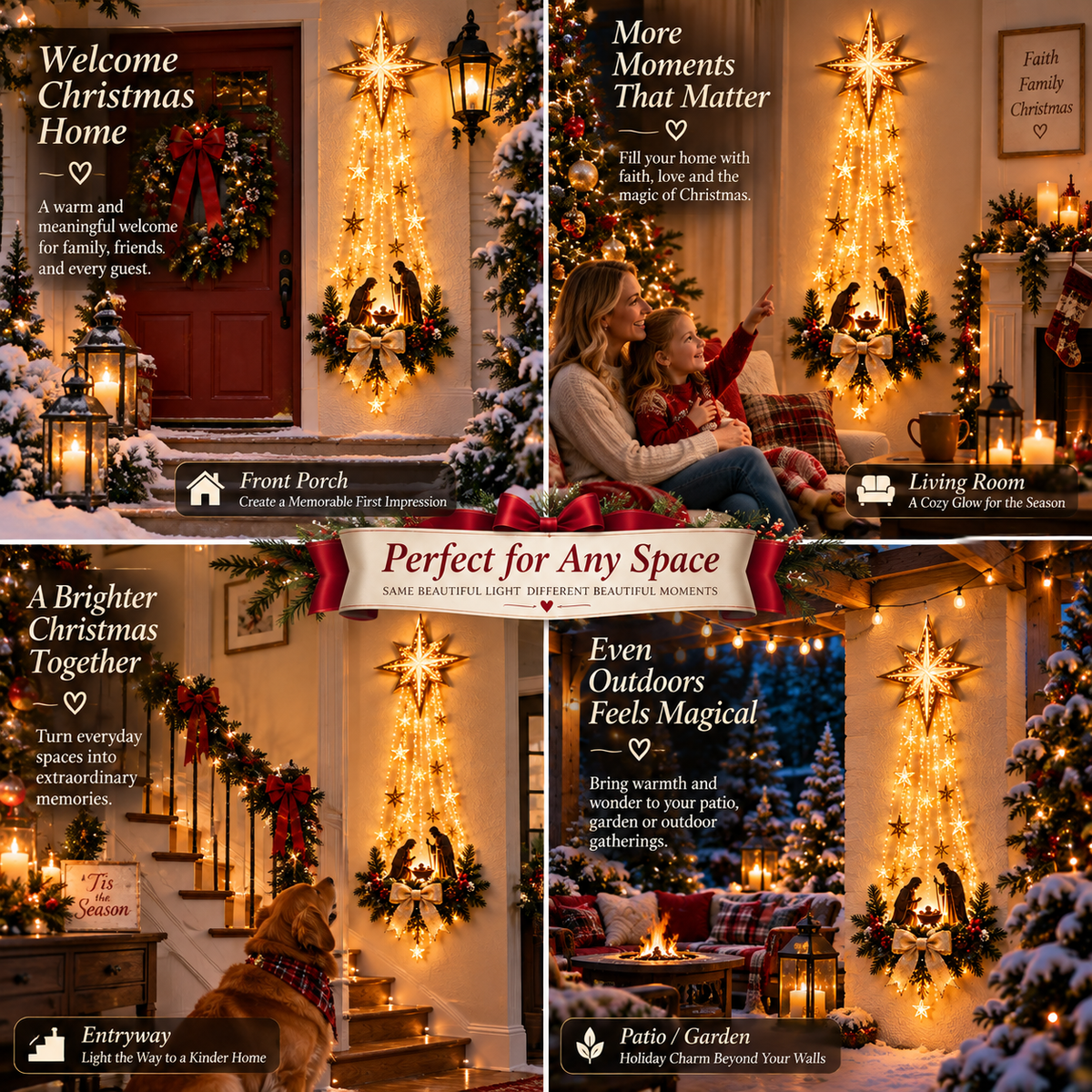 ✨ Sidste dag – 49% rabat ✨✝️ Bethlehem Star of Faith™ – Lysende vægdekoration med krybbescene