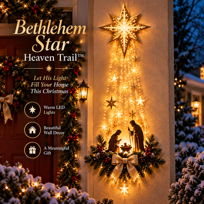 ✨ Sidste dag – 49% rabat ✨✝️ Bethlehem Star of Faith™ – Lysende vægdekoration med krybbescene