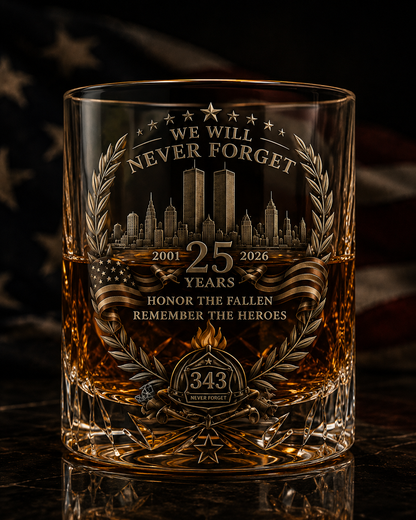 🕯️ 9/11 25 Års Mindefest Whisky Decanter Sæt — En Varig Hyldest til 343 Helte 🇺🇸