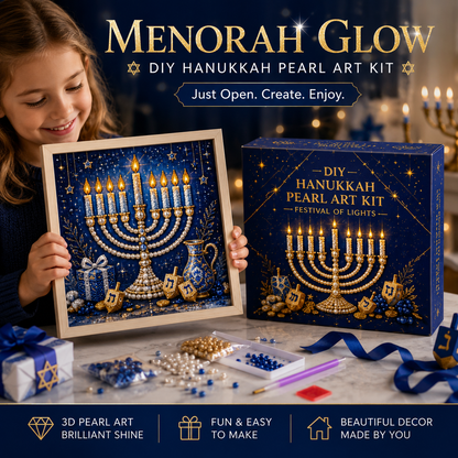 🕎✨ Hanukkah Perlekunst DIY-Sæt — skab noget smukt sammen, én perle ad gangen