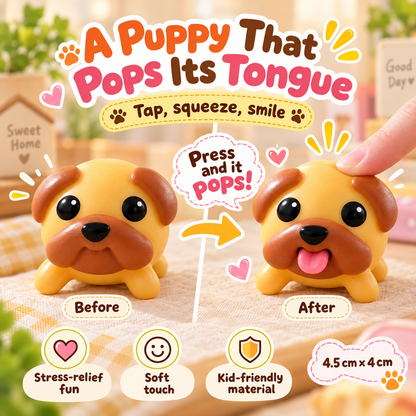 🐶 Tunge-poppende hvalp — sød fidget-kammerat til lommen
