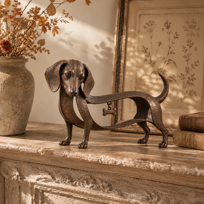 🐾 Vintage dachshund-skulptur – En tidløs klassiker / Vintage smedejerns dachshund-ornament 🖤