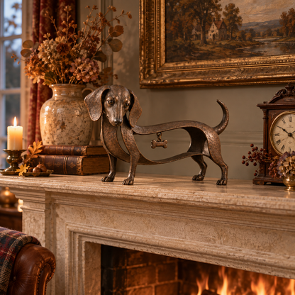 🐾 Vintage dachshund-skulptur – En tidløs klassiker / Vintage smedejerns dachshund-ornament 🖤