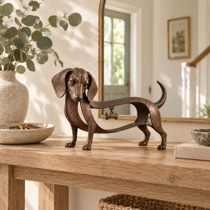🐾 Vintage dachshund-skulptur – En tidløs klassiker / Vintage smedejerns dachshund-ornament 🖤