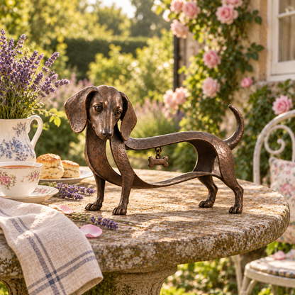 🐾 Vintage dachshund-skulptur – En tidløs klassiker / Vintage smedejerns dachshund-ornament 🖤
