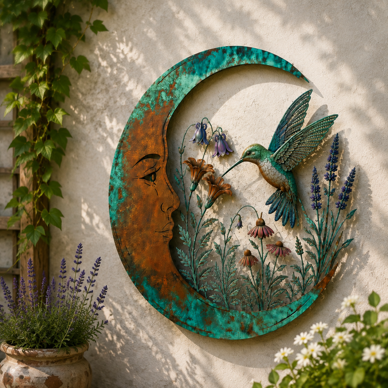 🌙Enchanted Moon Garden Wall Art – Vintage Nature Inspired Metal Wall Decor