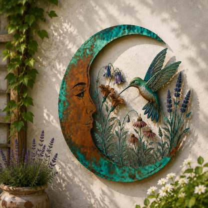 🌙Enchanted Moon Garden Wall Art – Vintage Nature Inspired Metal Wall Decor